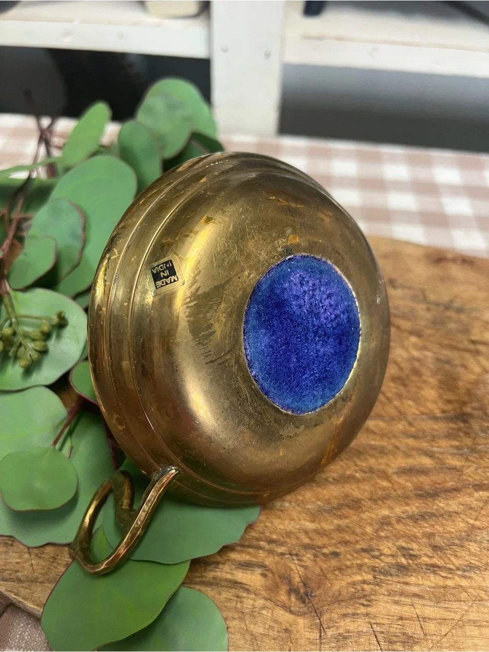 Vintage brass and glass candle holder chamber candlestick decor farmhouse